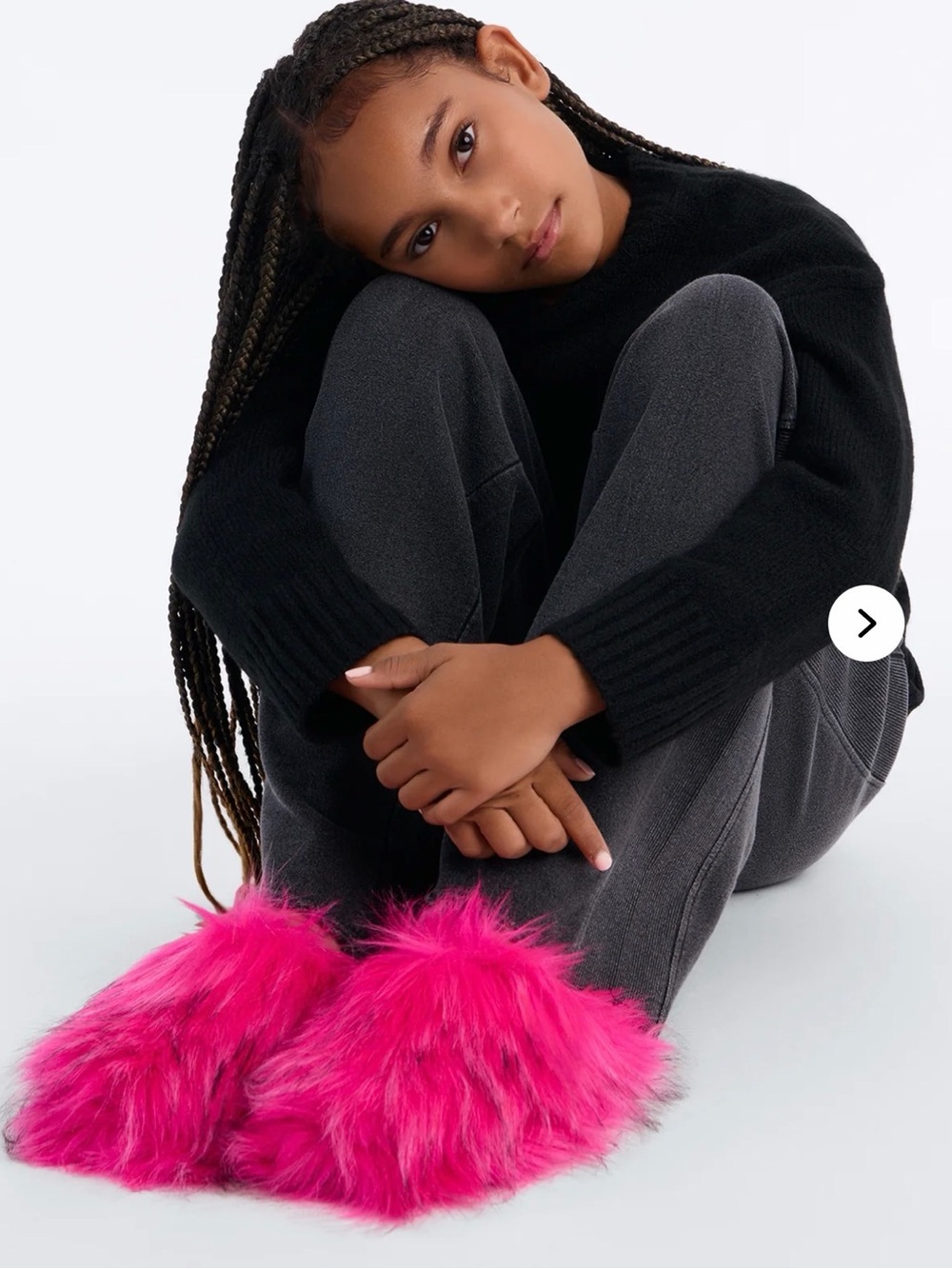 Fashion Nova Kids Faux-Fur Slip-On Sandals in Hot Pink